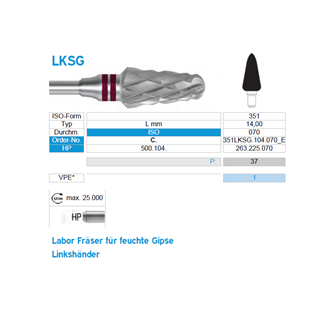 Tungsten Karbid Freser L14/58mm 1stk Venstrehendt HP